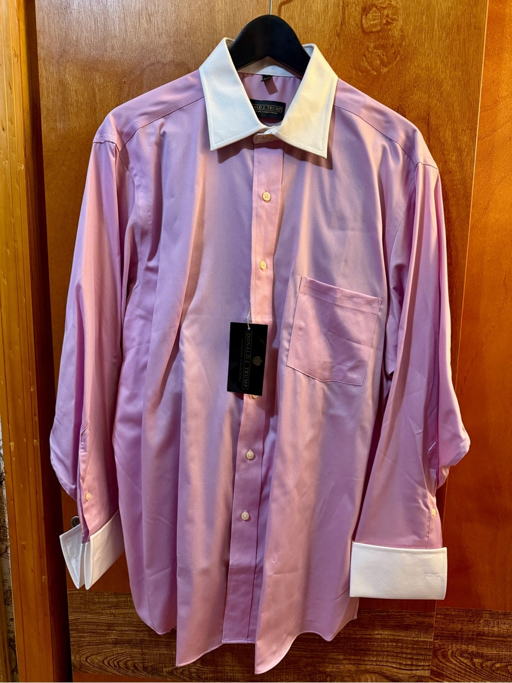 Donald Trump Men's Pink Contrast-Collar Dress Shirt by Pierre Cardin